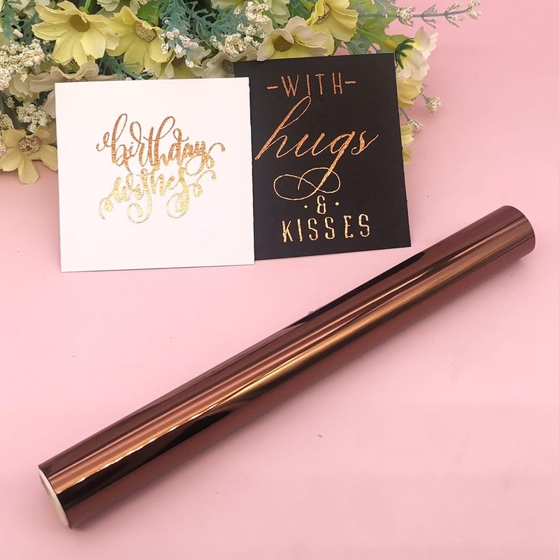 JBQUEEN Metallic Hot Foil Roll, 5M(Length)X19.5CM(Width) Laser Toner Reactive Foil Roll,Use Laminator Laser Printer,Paper Holographic Heat Transfer Craft Foil For Handmade Craft Accessories-Coffee Color - Image 1